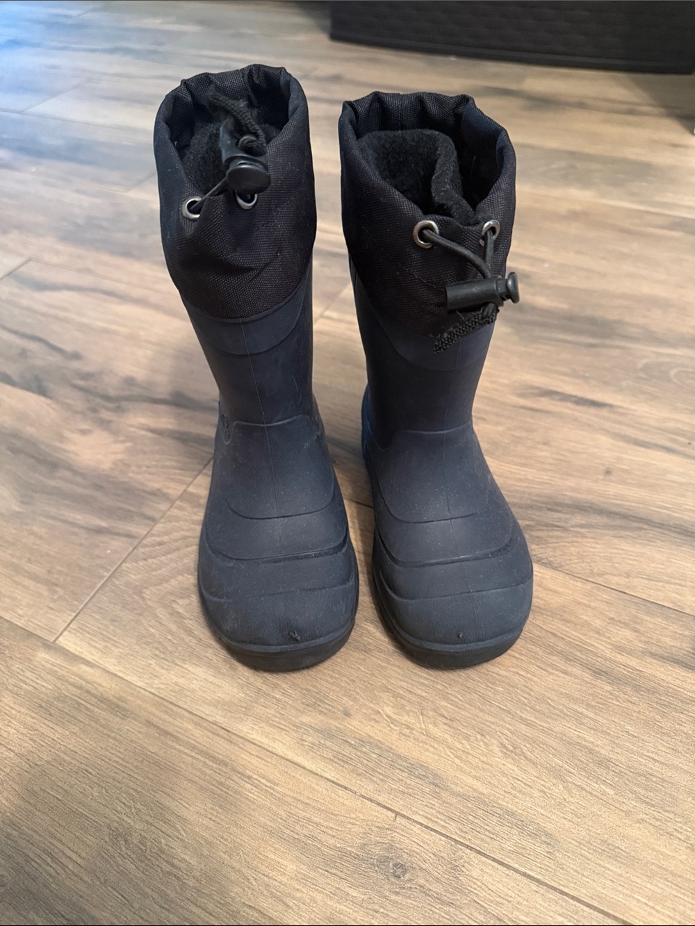 Kamik Kids Navy and Black Waterproof Snow Boots with Drawstring
